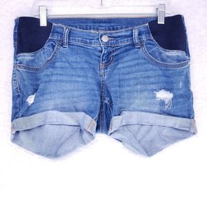 INIGO BLUE Maternity Destroyed Jean Shorts Womens Size S Mid Rise Denim Pants